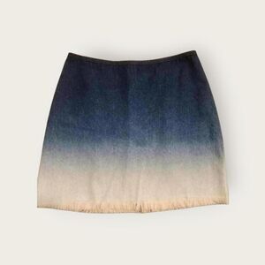 Vintage Y2k early 2000s Beyond blue and white ombre raw hem denim mini skirt